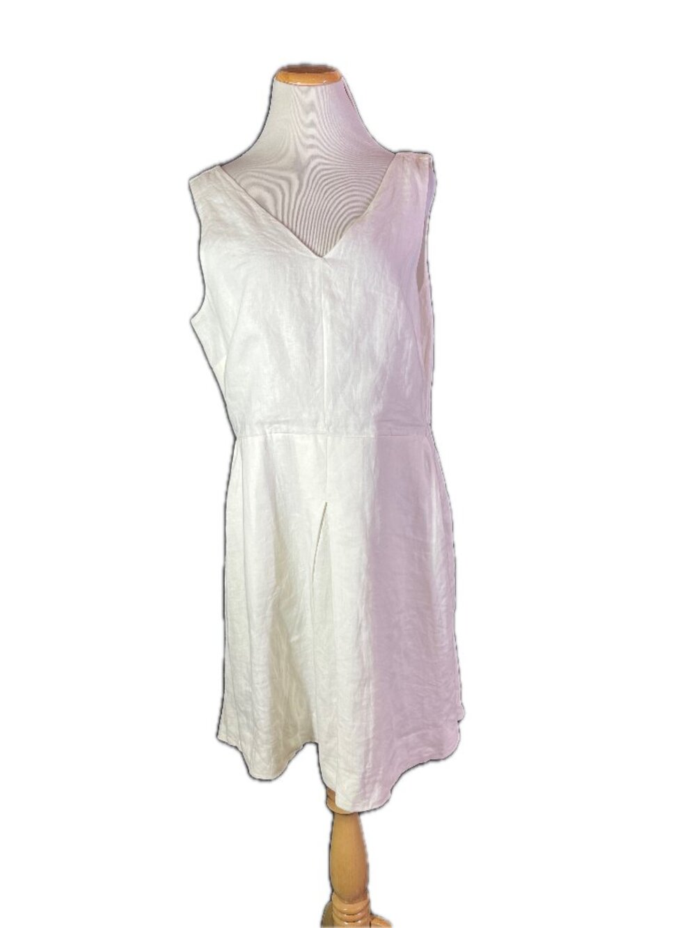 GAP Size US 14 White Linen Sleeveless Dress Lined V-Neck *Flaw